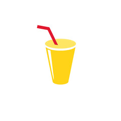 Yellow drink with straw illustration vector graphic design fresh juice beverage lemonade refreshment summer 