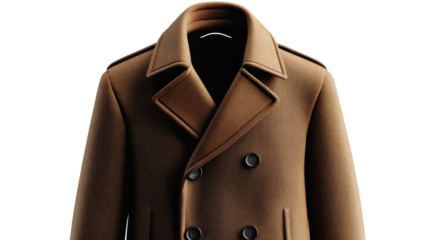 Brown overcoat, isolated, cut out transparent