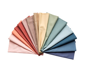 Elegant fan arrangement featuring a diverse collection of fabric swatches in a soft pastel color palette, showcasing a variety of textures and subtle variations in tones