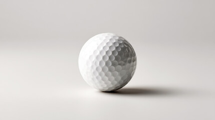 White golf ball casting a distinct shadow on a clean white background, highlighting minimalist photography with a focus on simplicity
