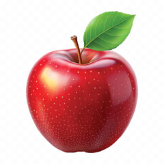 realistic 3d red apple with leaf isolated on transparent background