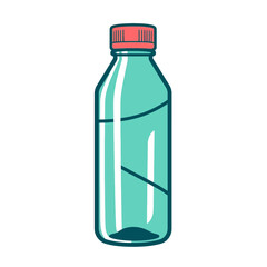 Illustration of water bottle clear plastic with pink cap for hydration and healthy lifestyle concept design