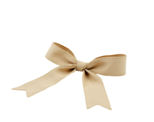 Elegant hand tied ribbon in a natural style creating a refined aesthetic bow against an isolated plain adding touch of sophistication to any design project