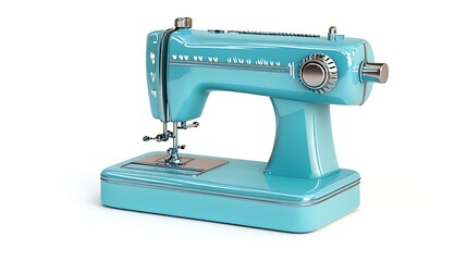 Retro sewing machine turquoise isolated crafting hobby equipment