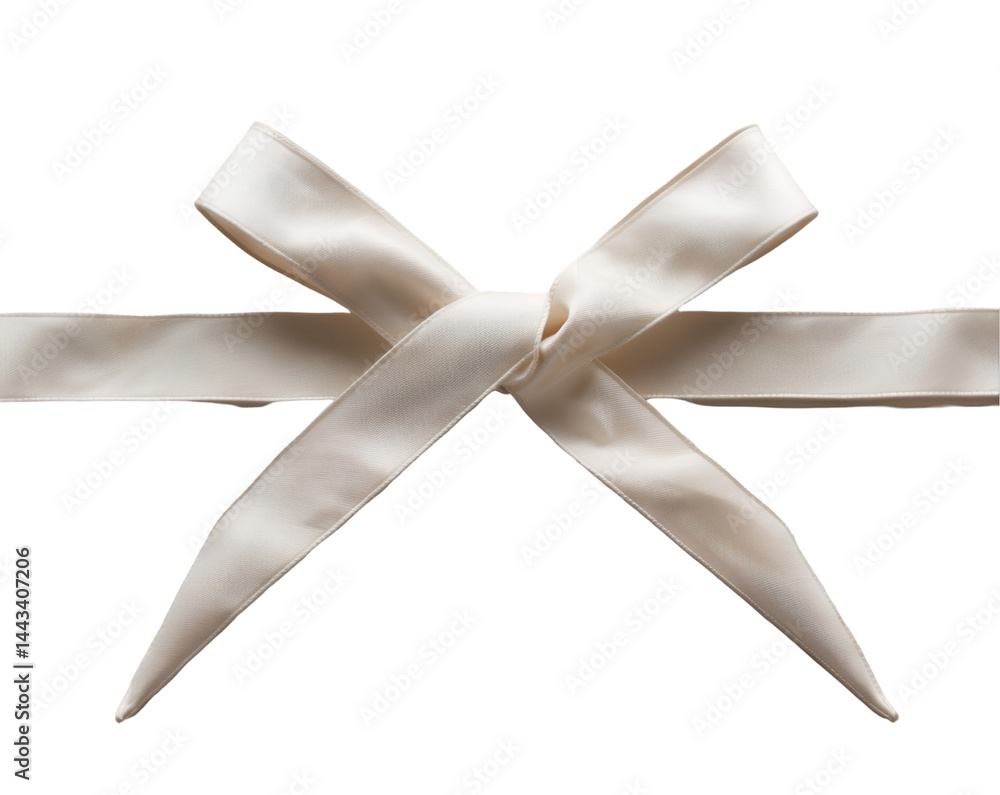 Poster elegant ivory ribbon folded into a triangular shape with pointed ends, showcased against a sleek iso