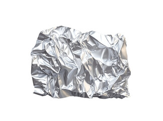 A crumpled piece of aluminum foil on a grey on Png Format and Transparent Background