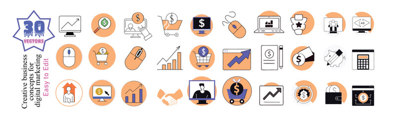 Affiliate Marketing Business services concept illustrations. Set of people vector illustrations in various activities of affiliate marketing programs, make money with affiliate marketing, best affilia