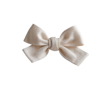 Elegant Light Beige Bow Tie on Isolated Plain, Symbolizing Celebration, Decoration, and Festive Occasions with Delicate Fabric Detail and Classic Shoelace Style Knot