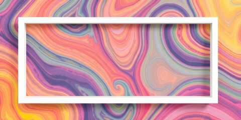 Abstract Swirl Frame: A vibrant, multicolored swirl pattern framed by a clean white border, perfect for adding a touch of modern design to any project.