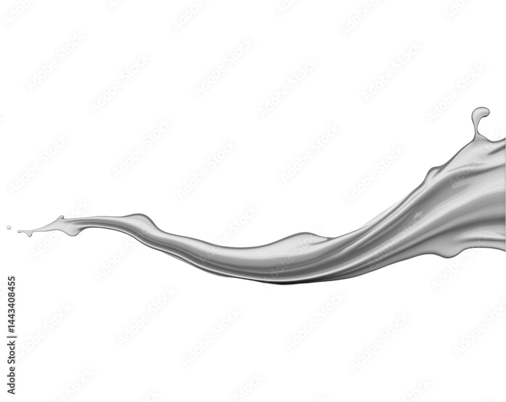 Poster elegant liquid motion art with fluid dynamics, showcasing dynamic curves and a horizontal splash tra