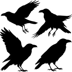 collections of crows silhouettes vector design
