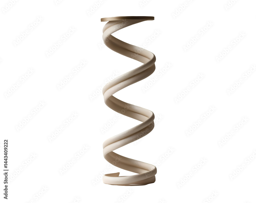 Poster elegant minimalist abstract, a twisting ribbon forms a spiral column on an isolated backdrop, perfec