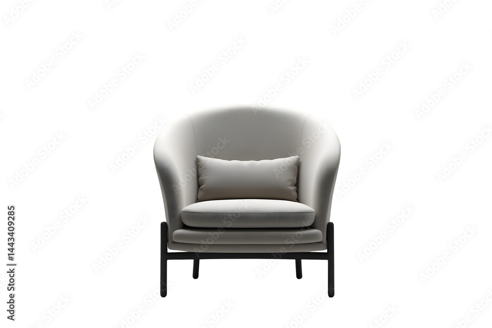 Poster elegant minimalist armchair with curved backrest on an isolated backdrop, perfect for modern interio