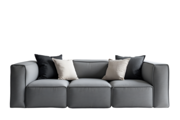 Elegant modular gray sofa with minimalist cushions, a modern design, perfect for showcasing contemporary living room furniture and interior decor ideas