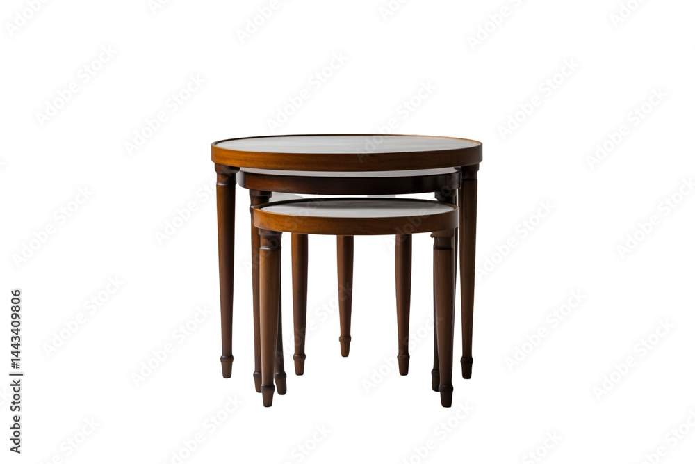 Poster elegant nesting table set with round tops showcasing modern design and functionality for versatile h