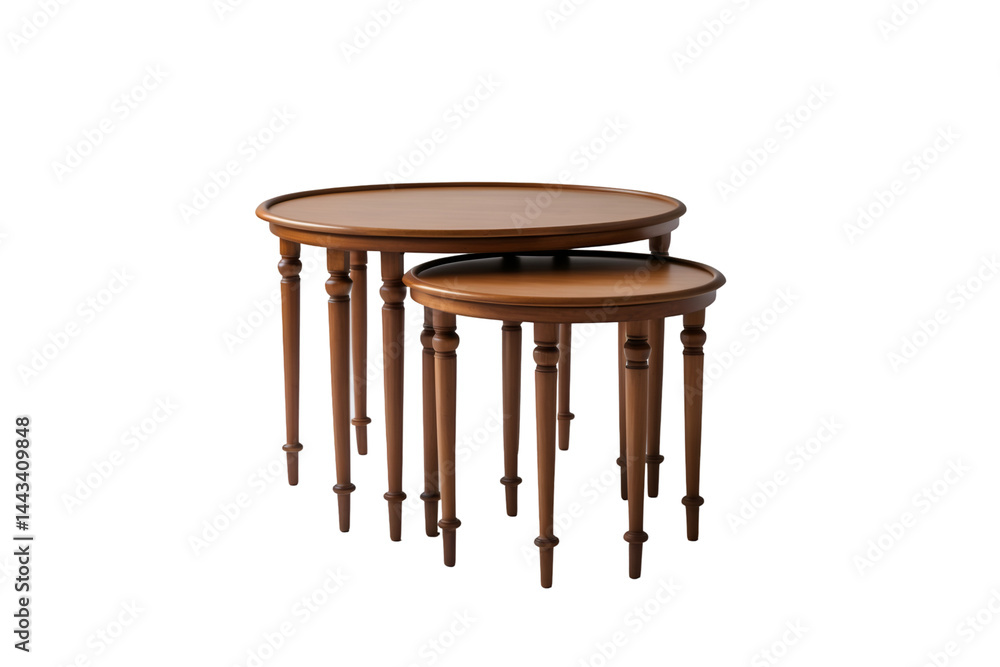 Poster elegant nesting tables with round tops, a timeless addition to any home d,cor, showcasing style and 