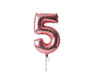 Elegant Number Five Balloon, A Stylish Celebration for Birthdays and Anniversaries on a Simple White Setting, Perfect for Graphic Designs