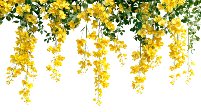 Bright yellow floral garland with lush greenery