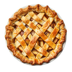 Baked apple pie isolated on white background