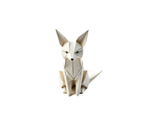 Elegant Origami Fox, A Masterpiece of Paper Folding Artistry Showcasing Intricate Details and Precision Craftsmanship in a Minimalist Setting