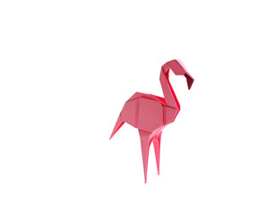 Elegant Origami Flamingo Sculpture Displaying Intricate Paper Artistry and Precision Folding Techniques, Capturing the Beauty of Nature in a Minimalist Aesthetic Design