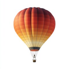 Naklejka premium Striking Hot Air Balloon in Flight, Orange and Red Tones, White Background, Adventure and Travel