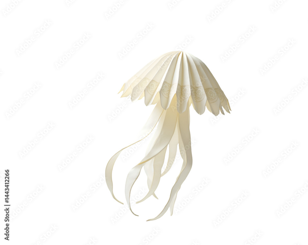 Poster elegant papercraft jellyfish, a delicate origami creation with intricate folds displaying artistic d