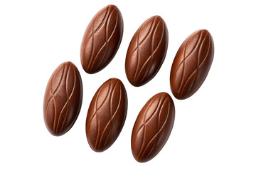 Raw Cocoa Beans Spread on White Background