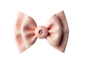 Elegant peach decorative bow with a button center, perfect for embellishments and crafts projects offering a touch of sophistication and charm to various designs