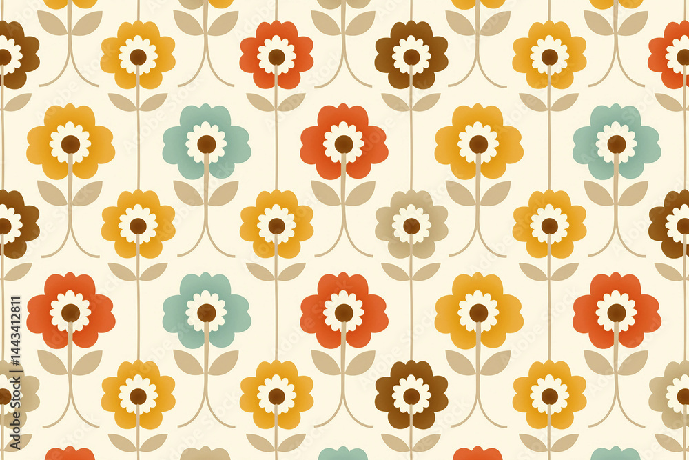 Poster retro generative ai artwork featuring colorful circular patterns and ornamental design
