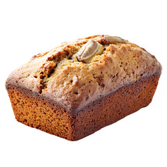 Baked banana bread isolated on white background