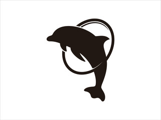 Dolphin trick pixel perfect linear icon. Jumping through hoop. Dolphinarium aquatic show. Acrobatic entertainment. Thin line illustration. Contour symbol. Vector outline drawing. Editable stroke
