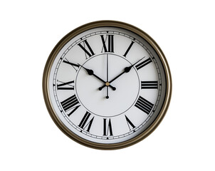 Elegant round wall clock with roman numerals, symbolizing timeless design and precision timekeeping, perfect for home decor and office spaces emphasizing sophistication and functionality