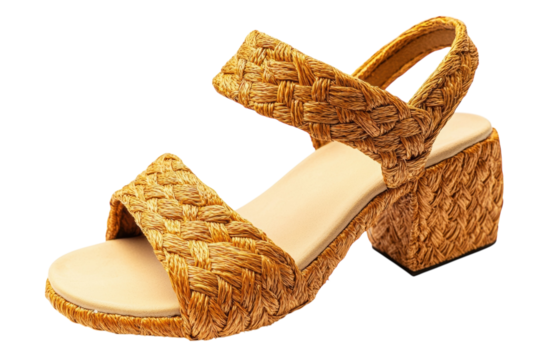 Elegant woven summer sandals stylish braided design on a black background showcasing intricate on transparent background