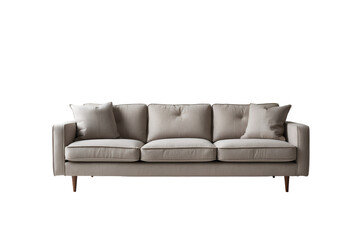 Naklejka premium Elegant Scandinavian Sofa with Neutral Fabric, A Comfortable and Stylish Addition to Modern Living Spaces, Perfect for Interior Design Projects