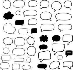 Fototapeta premium Speech Bubble Collection: Assorted Shapes and Styles – Black and White Chat Icons