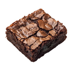 Baked chocolate brownie isolated on white background