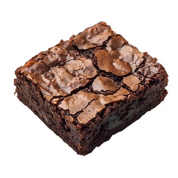 Baked chocolate brownie isolated on white background