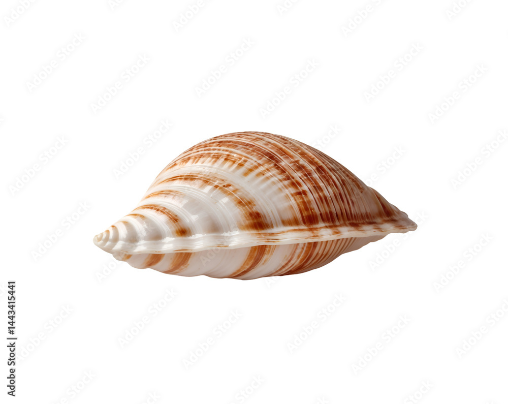 Poster elegant seashell featuring curved ridges displayed against a stark contrasting field, highlighting i