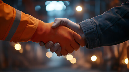 Handshake Between Workers in Industrial Setting