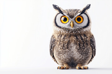 Obraz premium A captivating, intricately detailed studio shot of a striking owl, presenting a wise and observant look. The owl's majestic presence and captivating eyes draw you in.