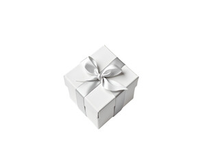 Fototapeta premium Elegant snow-white gift box with a delicate satin ribbon, perfect for special occasions and luxurious presents, conveying sophistication and heartfelt emotions