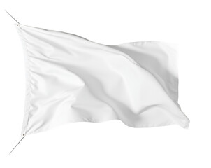 Fototapeta premium Elegant snow-white flag waving gently, showcasing a pristine smooth fabric texture against an infinite dimension, symbolizing purity, neutrality, and endless possibilities