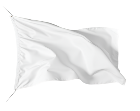 Elegant snow-white flag waving gently, showcasing a pristine smooth fabric texture against an infinite dimension, symbolizing purity, neutrality, and endless possibilities