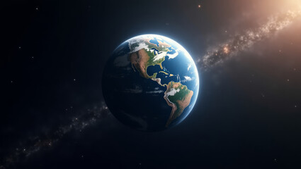 Obraz premium Earth globe on black background. Earth sphere. Earth planet template for banner. AI