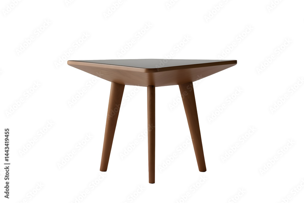 Aufkleber elegant triangular side table with rounded edges showcasing modern design and minimalist aesthetics 