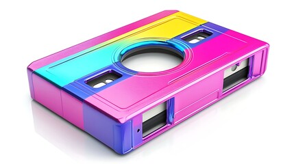 Vibrant camera illustration with colorful rainbow design