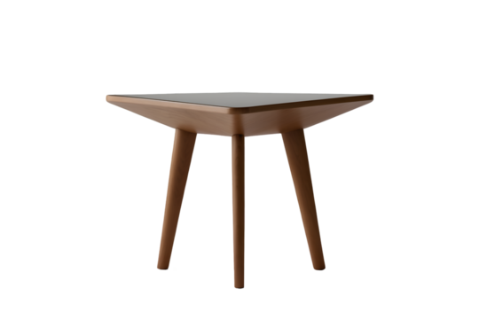 Elegant triangular side table with rounded edges showcasing modern design and minimalist aesthetics perfect for interior decoration and furniture concepts