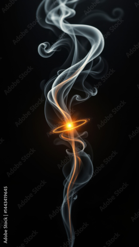Aufkleber a dynamic image featuring a swirling cloud of smoke with an atomic symbol at its center, creating an