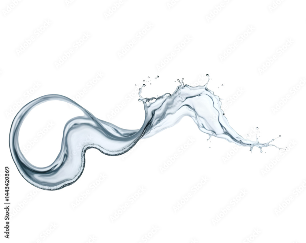 Poster elegant water splash with dynamic curves against a minimalistic backdrop showcases fluid motion and 
